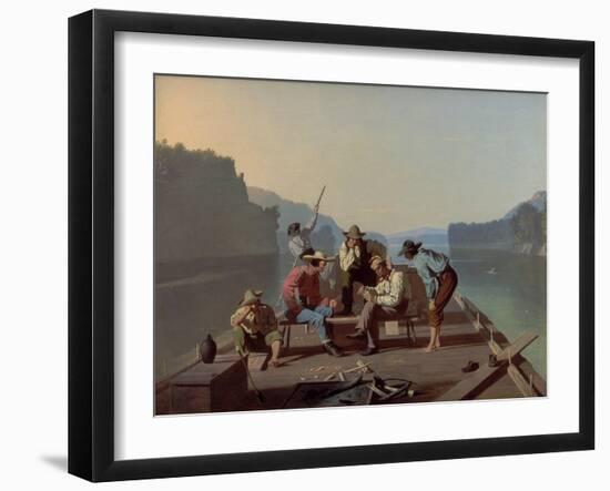 Raftsmen Playing Cards, 1847-George Caleb Bingham-Framed Giclee Print