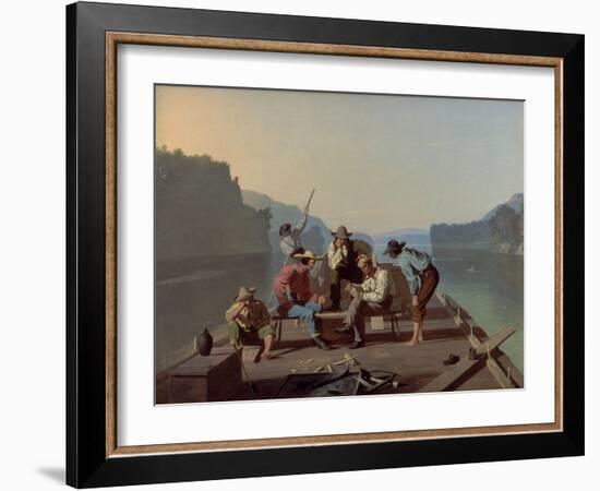 Raftsmen Playing Cards, 1847-George Caleb Bingham-Framed Giclee Print