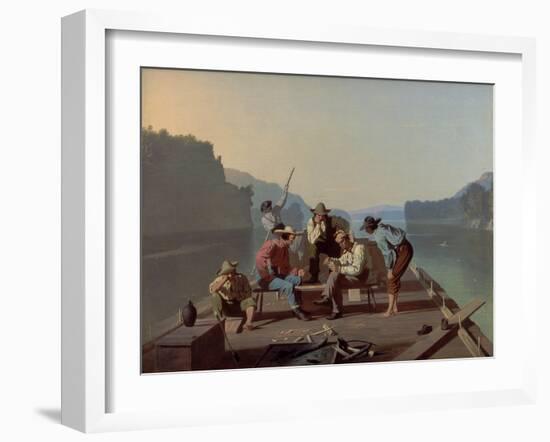 Raftsmen Playing Cards, 1847-George Caleb Bingham-Framed Giclee Print