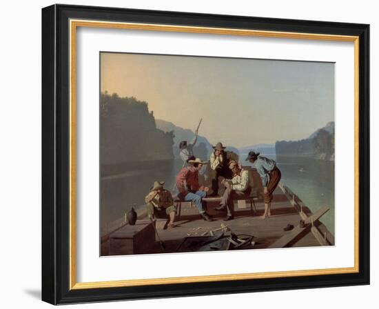 Raftsmen Playing Cards, 1847-George Caleb Bingham-Framed Giclee Print