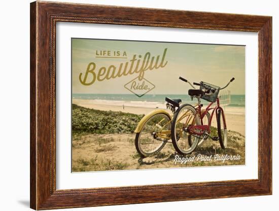 Ragged Point, California - Life is a Beautiful Ride - Beach Cruisers-Lantern Press-Framed Art Print