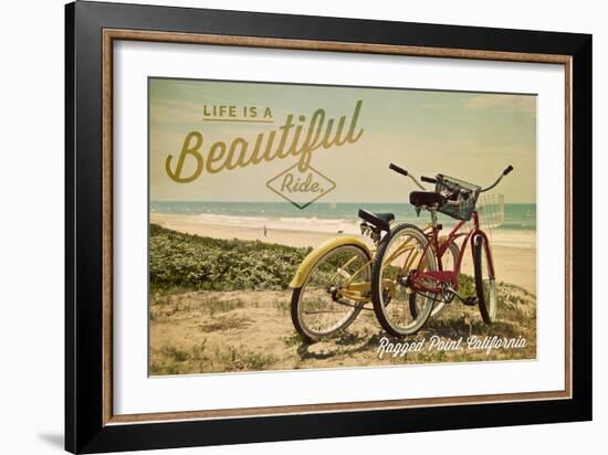 Ragged Point, California - Life is a Beautiful Ride - Beach Cruisers-Lantern Press-Framed Art Print