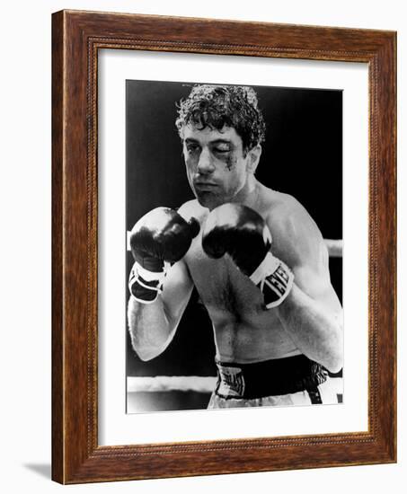 Raging Bull by Martin Scorsese with Robert by Niro, 1980 (b/w photo)-null-Framed Photo