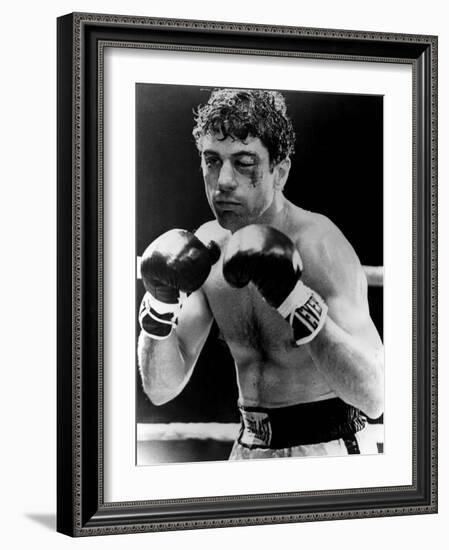 Raging Bull by Martin Scorsese with Robert by Niro, 1980 (b/w photo)-null-Framed Photo