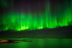 Northern Lights over the Waves Breakiing on the Beach in Seltjarnarnes, Reykjavik, Iceland-Ragnar Th Sigurdsson-Photographic Print