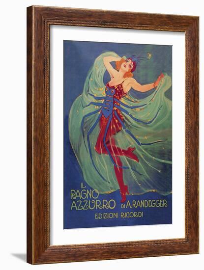 Ragno Azzurro (The Blue Spider)-Leopoldo Metlicovitz-Framed Art Print