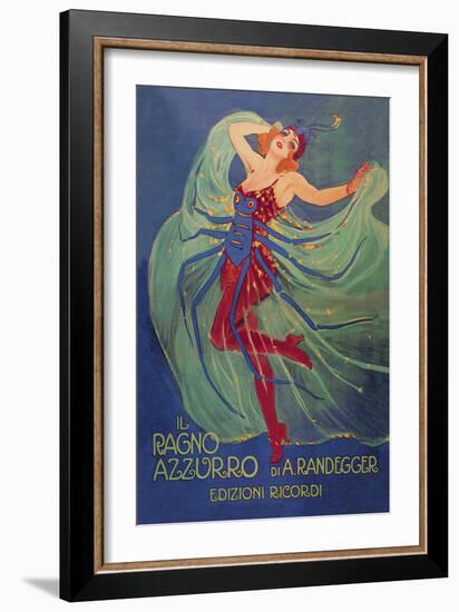 Ragno Azzurro (The Blue Spider)-Leopoldo Metlicovitz-Framed Art Print