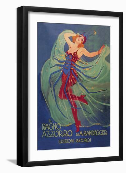 Ragno Azzurro (The Blue Spider)-Leopoldo Metlicovitz-Framed Art Print