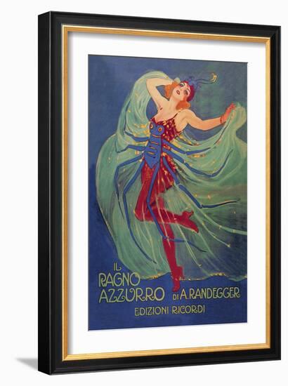 Ragno Azzurro (The Blue Spider)-Leopoldo Metlicovitz-Framed Art Print