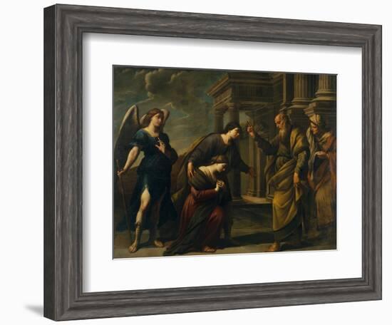 Raguel's Blessing of Her Daughter Sarah before Leaving Ecbatana with Tobias, C. 1640-Andrea Vaccaro-Framed Giclee Print