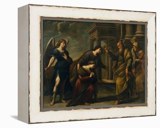 Raguel's Blessing of Her Daughter Sarah before Leaving Ecbatana with Tobias, C. 1640-Andrea Vaccaro-Framed Premier Image Canvas