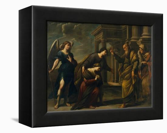 Raguel's Blessing of Her Daughter Sarah before Leaving Ecbatana with Tobias, C. 1640-Andrea Vaccaro-Framed Premier Image Canvas