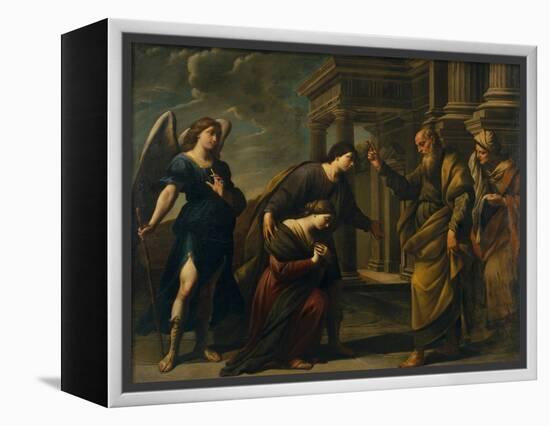 Raguel's Blessing of Her Daughter Sarah before Leaving Ecbatana with Tobias, C. 1640-Andrea Vaccaro-Framed Premier Image Canvas