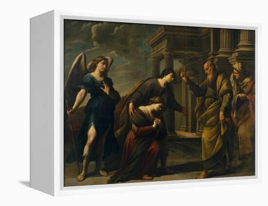 Raguel's Blessing of Her Daughter Sarah before Leaving Ecbatana with Tobias, C. 1640-Andrea Vaccaro-Framed Premier Image Canvas