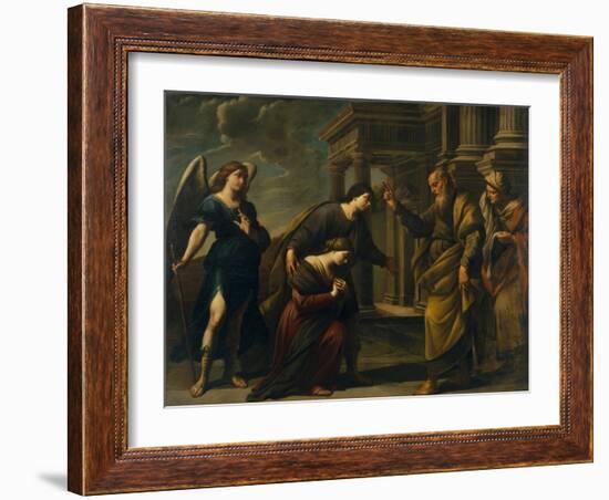 Raguel's Blessing of Her Daughter Sarah before Leaving Ecbatana with Tobias, C. 1640-Andrea Vaccaro-Framed Giclee Print