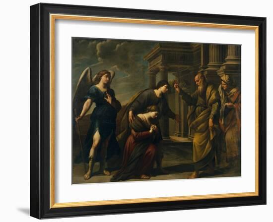 Raguel's Blessing of Her Daughter Sarah before Leaving Ecbatana with Tobias, C. 1640-Andrea Vaccaro-Framed Giclee Print