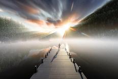 Vacation to the Lake Enjoying the Sunset with 3D Illustration Rendering-Rahardi Budi-Art Print