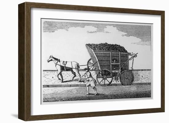 Rail:Pre-Steam Horse-Drawn Coal Wagon on Rails-null-Framed Art Print