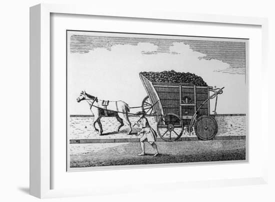 Rail:Pre-Steam Horse-Drawn Coal Wagon on Rails-null-Framed Art Print