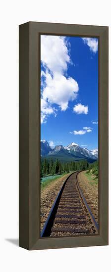 Rail Road Tracks Banff National Park Alberta Canada-null-Framed Stretched Canvas