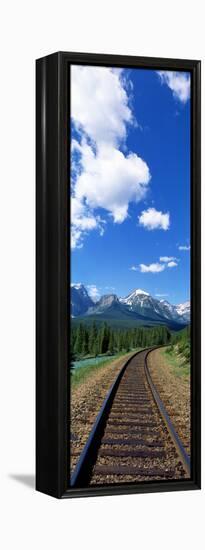 Rail Road Tracks Banff National Park Alberta Canada-null-Framed Stretched Canvas