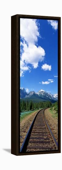 Rail Road Tracks Banff National Park Alberta Canada-null-Framed Stretched Canvas