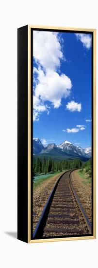 Rail Road Tracks Banff National Park Alberta Canada-null-Framed Stretched Canvas