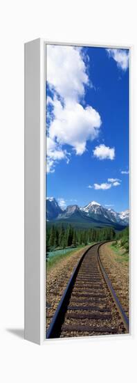 Rail Road Tracks Banff National Park Alberta Canada-null-Framed Stretched Canvas