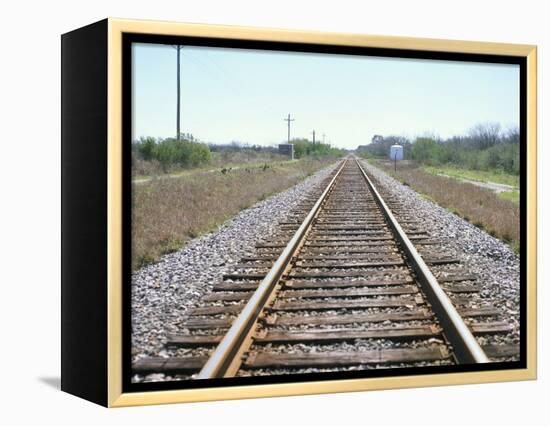 Rail Tracks Near Austin, Texas, USA-David Lomax-Framed Premier Image Canvas