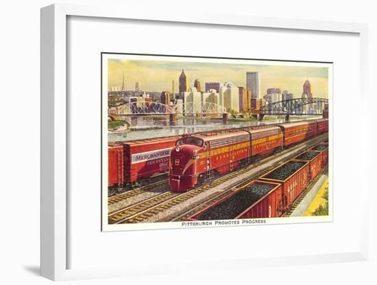 Rail Yards and Skyline, Pittsburgh, Pennsylvania-null-Framed Art Print