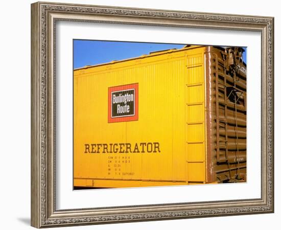 Railroad Box Car Painted the Colors of the Wabash Railroad with Image Denoting the Burlington Route-Walker Evans-Framed Photographic Print