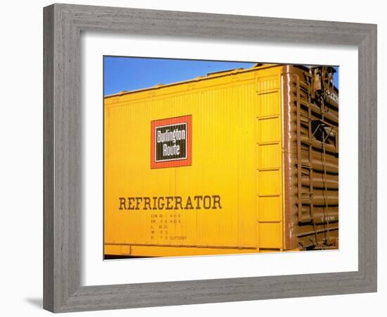 Railroad Box Car Painted the Colors of the Wabash Railroad with Image Denoting the Burlington Route-Walker Evans-Framed Photographic Print