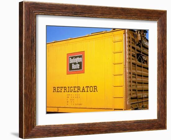 Railroad Box Car Painted the Colors of the Wabash Railroad with Image Denoting the Burlington Route-Walker Evans-Framed Photographic Print