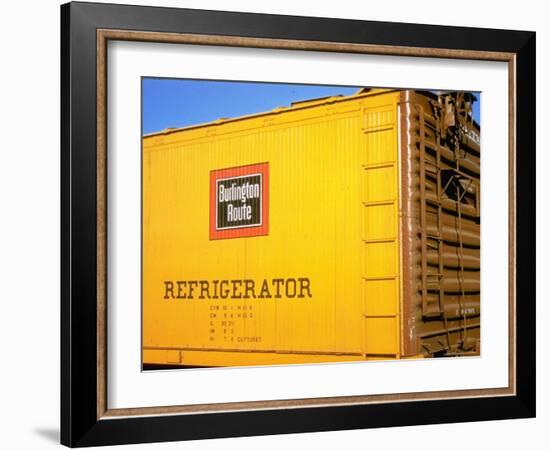 Railroad Box Car Painted the Colors of the Wabash Railroad with Image Denoting the Burlington Route-Walker Evans-Framed Photographic Print