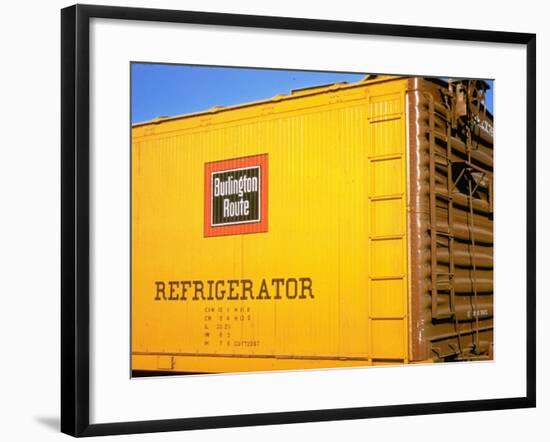 Railroad Box Car Painted the Colors of the Wabash Railroad with Image Denoting the Burlington Route-Walker Evans-Framed Photographic Print