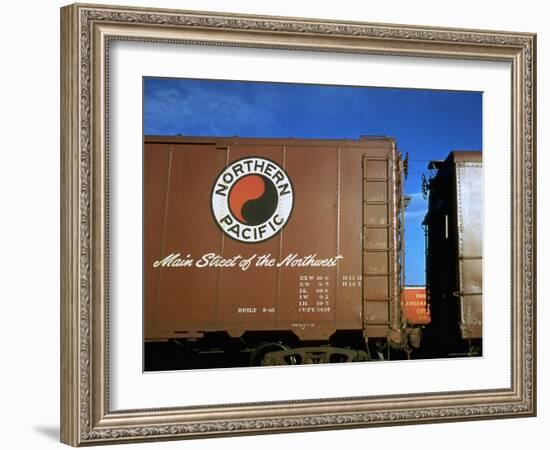 Railroad Box Car with Logo of the Northern Pacific Railroad-Walker Evans-Framed Photographic Print