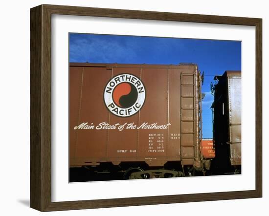 Railroad Box Car with Logo of the Northern Pacific Railroad-Walker Evans-Framed Photographic Print