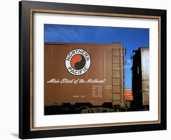 Railroad Box Car with Logo of the Northern Pacific Railroad-Walker Evans-Framed Photographic Print