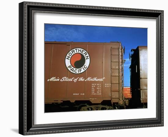 Railroad Box Car with Logo of the Northern Pacific Railroad-Walker Evans-Framed Photographic Print