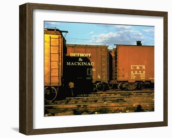 Railroad Box Cars Idle in Train Yard, Lit by Early Morning Sunlight-Walker Evans-Framed Photographic Print