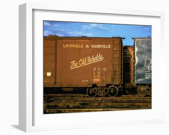 Railroad Box Cars, One with Logo of Louisville and Nashville Railroad and Name "The Old Reliable"-Walker Evans-Framed Photographic Print