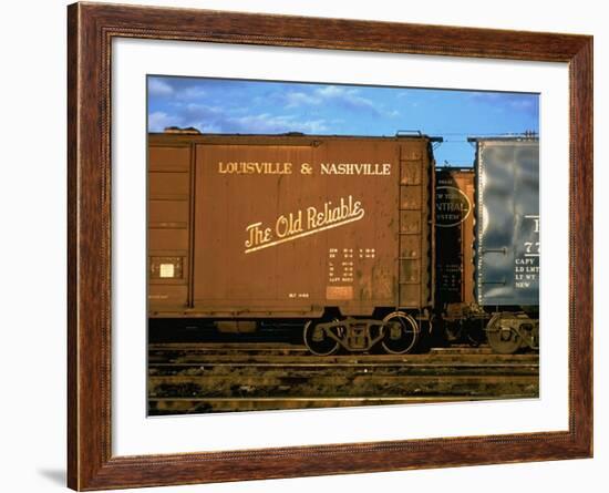 Railroad Box Cars, One with Logo of Louisville and Nashville Railroad and Name "The Old Reliable"-Walker Evans-Framed Photographic Print