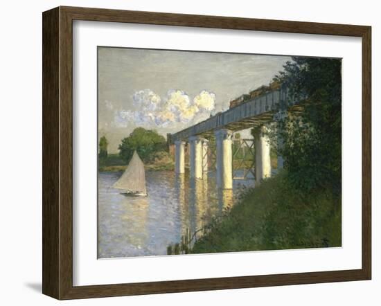 Railroad Bridge, Argenteuil, 1874 (Oil on Canvas)-Claude Monet-Framed Giclee Print