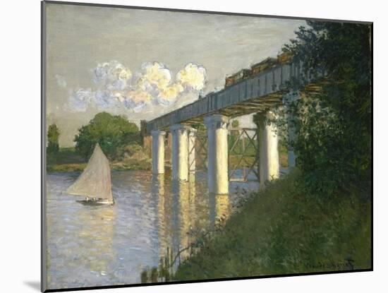 Railroad Bridge, Argenteuil, 1874 (Oil on Canvas)-Claude Monet-Mounted Giclee Print