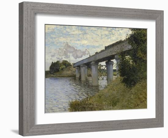 Railroad Bridge-Claude Monet-Framed Giclee Print