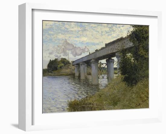 Railroad Bridge-Claude Monet-Framed Giclee Print