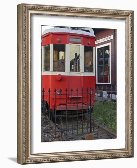 Railroad car at the train depot park in Issaquah, Washington, USA-Janis Miglavs-Framed Photographic Print