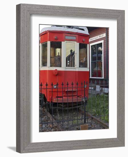 Railroad car at the train depot park in Issaquah, Washington, USA-Janis Miglavs-Framed Photographic Print