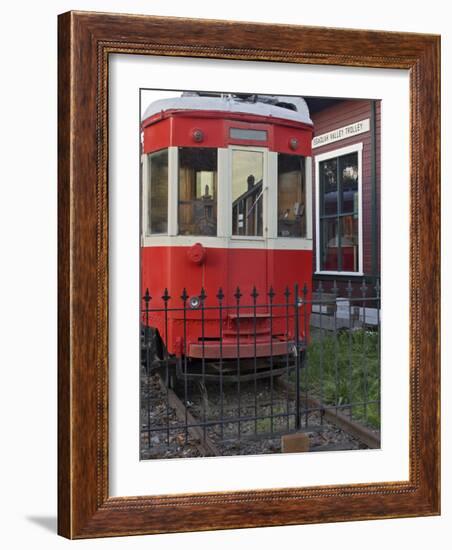 Railroad car at the train depot park in Issaquah, Washington, USA-Janis Miglavs-Framed Photographic Print