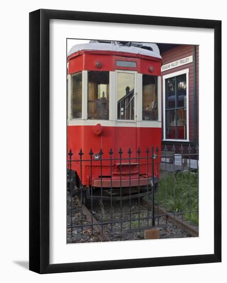 Railroad car at the train depot park in Issaquah, Washington, USA-Janis Miglavs-Framed Photographic Print